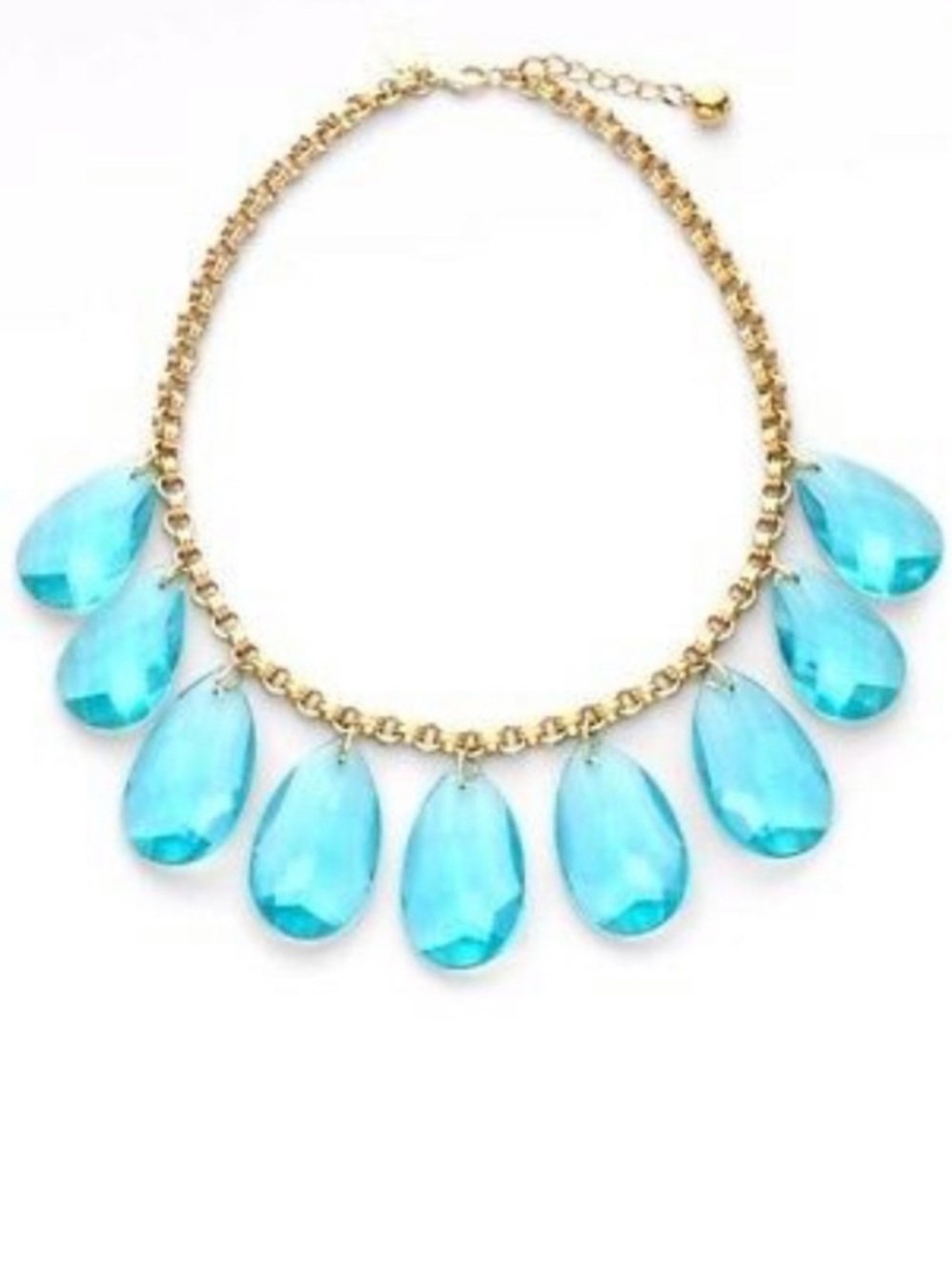 Kate Spade Cascade Necklace Lucite Teal Aqua Briolettes Faceted, Statement Rare